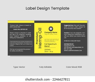 CBD Label Design Template, Hemp Oil Label and Product Packaging Design