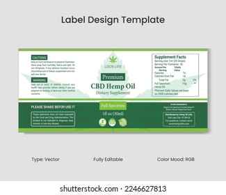 CBD Label Design Template, Hemp Oil Label and Product Packaging Design