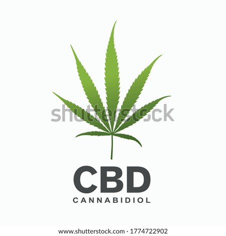 CBD leaf or Marijuana, hemp leaf. Medical cannabis plant. Isolated on white. Graphic design element for printables, web, prints, t-shirt. Vector illustration. Eps 10 vector file.