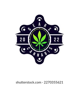 Logo Del CBD Ilustración Con El Concepto De Marihuana Hoja De Cannabis Con Gear Para El Diseño Inspiración Del Logo De La Compañía De Cannabidiol Del CBD