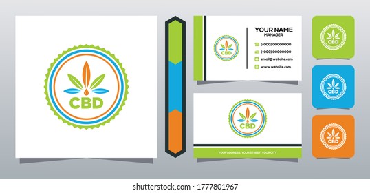  CBD logo vector  with business card vector template for CBD Cannabidiol Cannabis Hemp Marijuana Bussiness Consulting Health Company