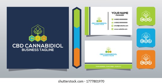  CBD logo vector  with business card vector template for CBD Cannabidiol Cannabis Hemp Marijuana Bussiness Consulting Health Company