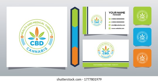  CBD logo vector  with business card vector template for CBD Cannabidiol Cannabis Hemp Marijuana Bussiness Consulting Health Company