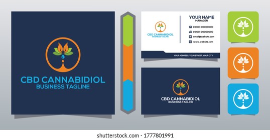  CBD logo vector  with business card vector template for CBD Cannabidiol Cannabis Hemp Marijuana Bussiness Consulting Health Company