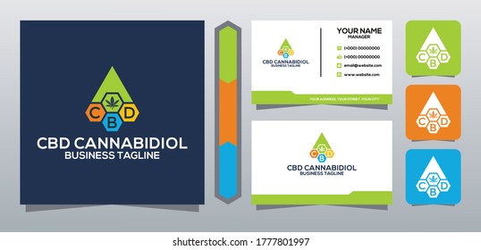  CBD logo vector  with business card vector template for CBD Cannabidiol Cannabis Hemp Marijuana Bussiness Consulting Health Company