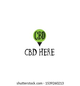 CBD mark on the map. Icon showing the location for CBD based medicine.