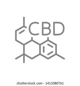 CBD Molecular Formula, Cannabidiol Molecule Structure Line Icon. Symbol And Sign Vector Illustration Design. Isolated On White Background