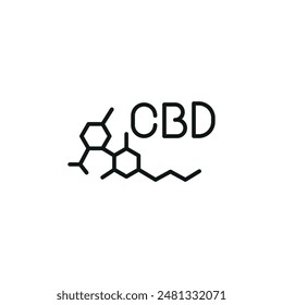 Icono de molécula CBD. Icono de molécula de CBD simple para redes sociales, App y Diseño web. Ilustración vectorial.