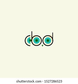 CBD monogram with owl eyes incorporated in a smart way. Logo branding for cannabis farmacy. 