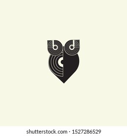 CBD monogram with owl eyes incorporated in a smart way. Logo branding for cannabis farmacy. 