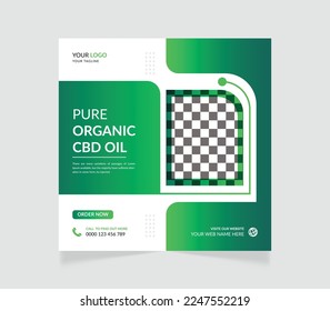 Cbd natural hemp oil social media post or instagram post banner template