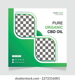 Cbd natural hemp oil social media post or instagram post banner template
