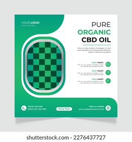 Cbd natural hemp oil social media post or instagram post banner template 