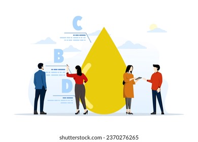 CBD oil benefits concept, medical use of oil, health and body benefits, relaxing conception, indoor or greenhouse. flat vector illustration on white background.