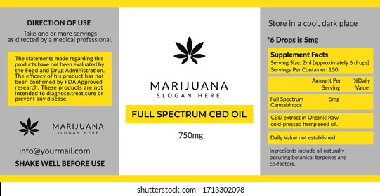 CBD Oil Bottle Label Design For Commercial Use.