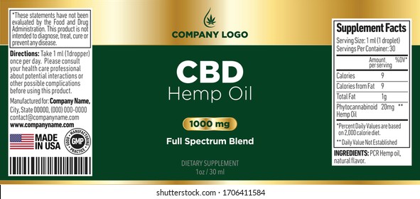 CBD Oil Bottle Label Template Design