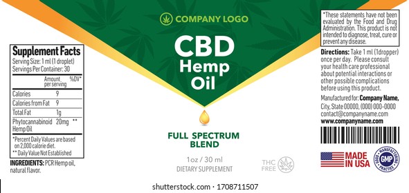 CBD Oil Bottle Label Template Design
