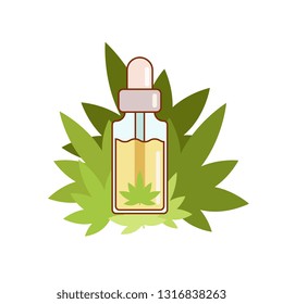 CBD oil bottle with marijuana