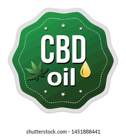 CBD oil ( Cannabidiol) sign or sticker on white background, vector illustration 