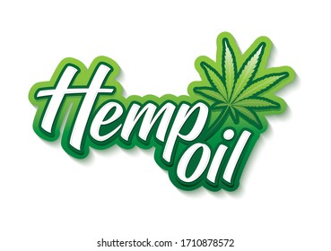 CBD oil and of  Cannabis essence oil drop typography design logo design,Marijuana leaf. Medical cannabis. Hemp oil Vector illustration.