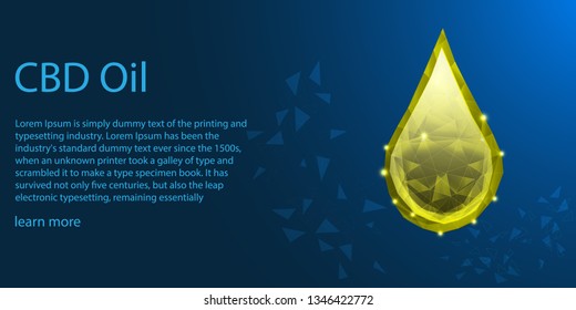 CBD oil with connection light lines, low poly Medical theme concept. vector illustration