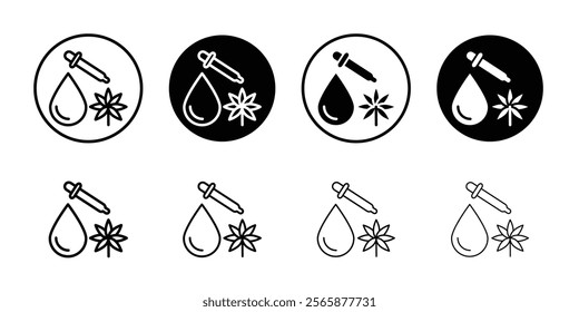 CBD oil drop icon Black and white outline vector