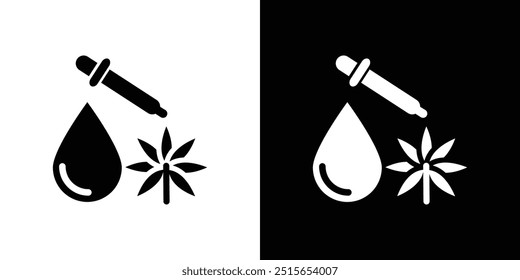 CBD oil drop icon logo set vector