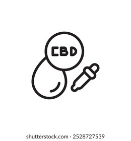 CBD oil drop icon Outline vector for web ui