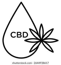CBD oil drop icon simple flat icon vector symbol