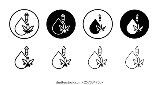 CBD oil drop icon vector line logo mark or symbol set collection outline style