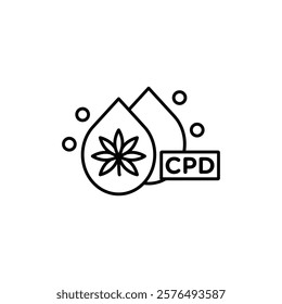 CBD oil drop icon vector outline logo sign