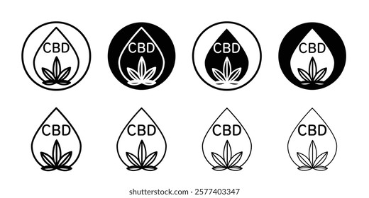 CBD oil drop icon Vector logo set flat