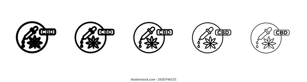 Símbolo ou ilustração do contorno do vetor do ícone de gota de óleo CBD