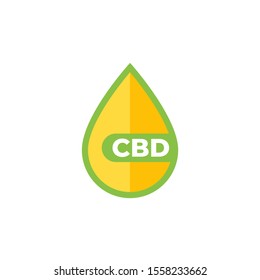 CBD oil drop vector icon on white
