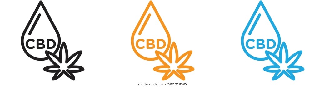 CBD oil drop vector logo set collection for web app ui