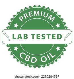 cbd oil lab tested badge, stamp, label, sticker, emblem logo, cbd hemp oil, rubber, tag, seal vector illustration, natural oil testing