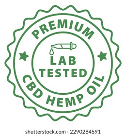 cbd oil lab tested badge, stamp, label, sticker, emblem logo, cbd hemp oil, rubber, tag, seal vector illustration, natural oil testing