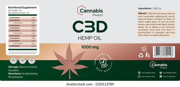 CBD oil Label Design, Hemp Oil Label Design and Cannabis Supplement Product Packaging Design