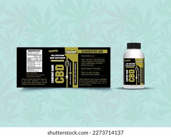 CBD Vector de diseño de etiqueta de aceite con maqueta principal hacia arriba 