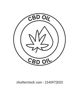 Cbd oil label icon in black line style icon, style isolated on white background