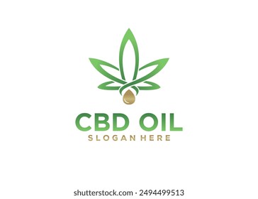 Logotipo de aceite de CBD con diseño de logotipo de aceite de cáñamo