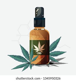 Cbd oil in package - vector illustration