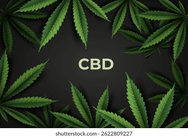 Aceite de CBD Fondo realista con hojas de marihuana