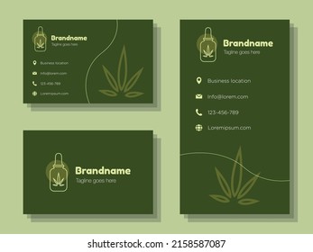 CBD Oil Store Digital Business Card Template, Cannabinoids Corporate Marketing Advertisement, Cannabis, Liquid Weed Online Invitation Card, Cannabidiol Abstract Flyer, Creative Banner Design, Isolated