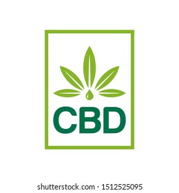 CBD Oil.Marijuana leaf. Medical cannabis. Hemp oil. Cannabis extract. Icon product label and logo graphic template. Isolated vector illustration