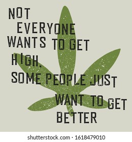 CBD quote poster. Hemp leaf symbol.