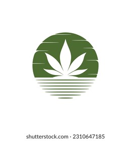 Vector de diseño de logotipo médico creativo CBD Sunset