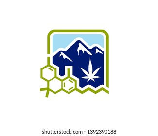 cbd and thc alchemy symbol and scene of mountain