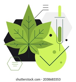 CBD. THC. Investigación de la marihuana. Química verde. Ilustración plana moderna. Archivo vector.