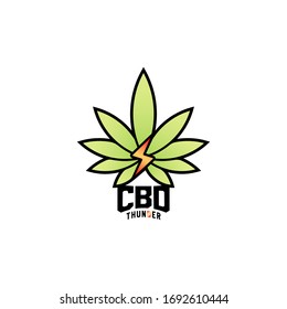 CBD Thunder Logo, Marijuana Thunder Logo Design Template.